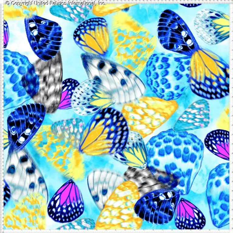 Chiffon Printed Meadows Woven Fabric by the Yard Butterfly Print Sheer Fabric Dress Fabric Sewing Fabric Light Weight Elegant Chiffon Apparel Fabric