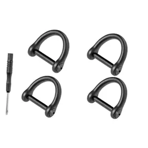 4 Pack 1/2 Inch D-shaped Durable Keychain with 1 Piece Screwdriver, Metal Horseshoe Buckle, Suitable for Car Keys, DIY Leather Craft Handbag