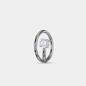 OUFER BODY JEWELRY 20G Hinged Nose Ring - Dazzling Cubic Zirconia Quick-Insert Segment End Hoop, Fashion Costume Body Jewelry for Piercings, Accessories For Women