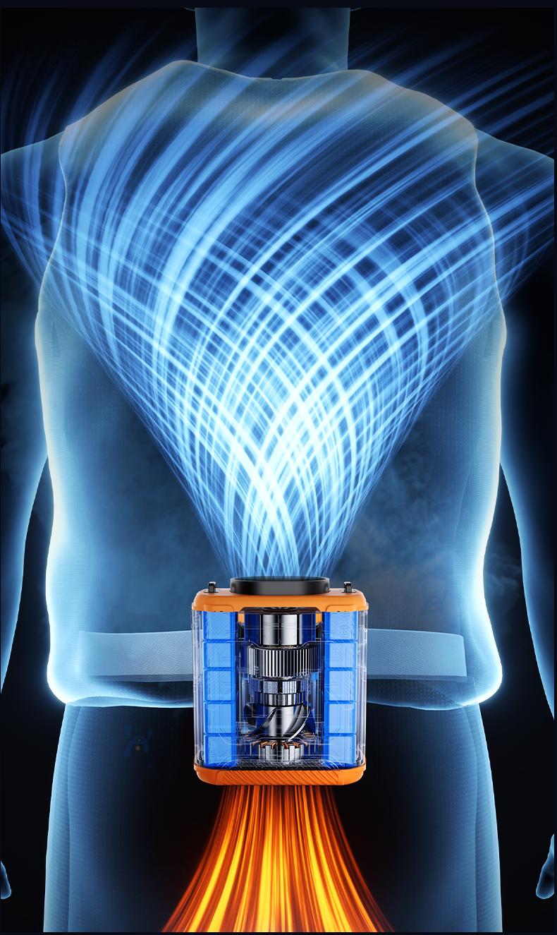 HOOYS Personal Waist Portable Rechargeable Fan, 6000mAh Battery Power bank, 5 Speeds 5300RPM Airflow, LED Light, Wearable Belt Fan for Outdoor, Jobsite, Farms, Traveling, Fishing HOOYS Personal Waist Portable Rechargeable Fan, 6000mAh Battery Power bank, 5 Speeds 5300RPM Airflow, LED Light, Wearable Belt Fan for Outdoor, Jobsite, Farms, Traveling, Fishing