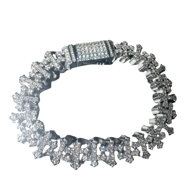 VVS Iced Out Moissanite Mix Bracelet, 7 inch Stainless Steel