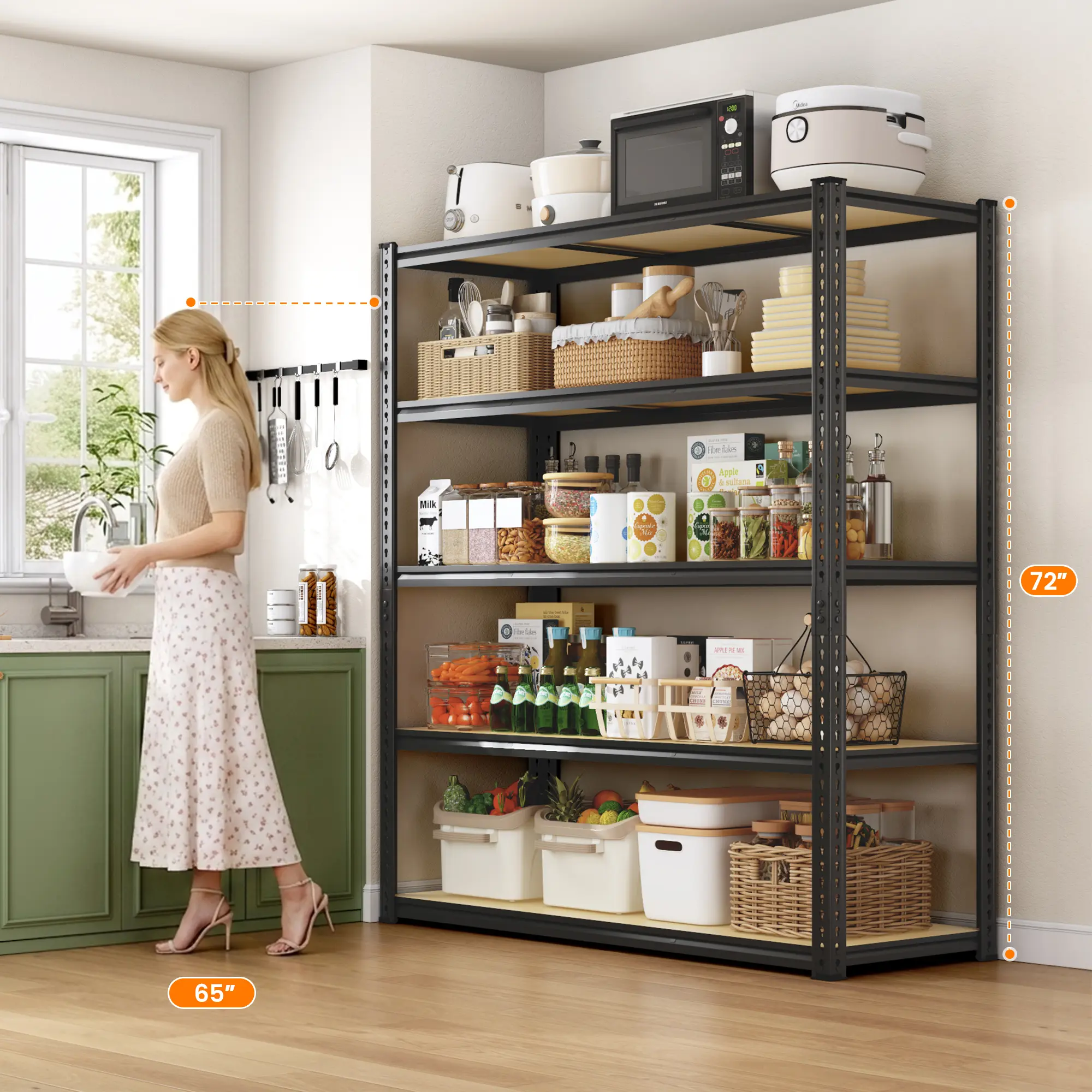 【DIY 2400LBS】 Garage Shelves Classic 5-Tier Metal Storage Shelving Unit Height Adjustable Versatile Utility Rack for Craft Warehouse Pantry Kitchen Organiser