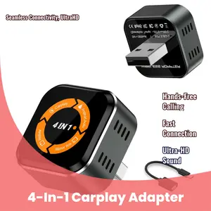 4-in-1 Wireless CarPlay Adapter  Accessories, Plug-and-Play USB Dongle with Android Auto, AirPlay, Screen Mirroring, USB-C Compatibility, New  Electronics Digital Media Receiver Car Stereo WiFi