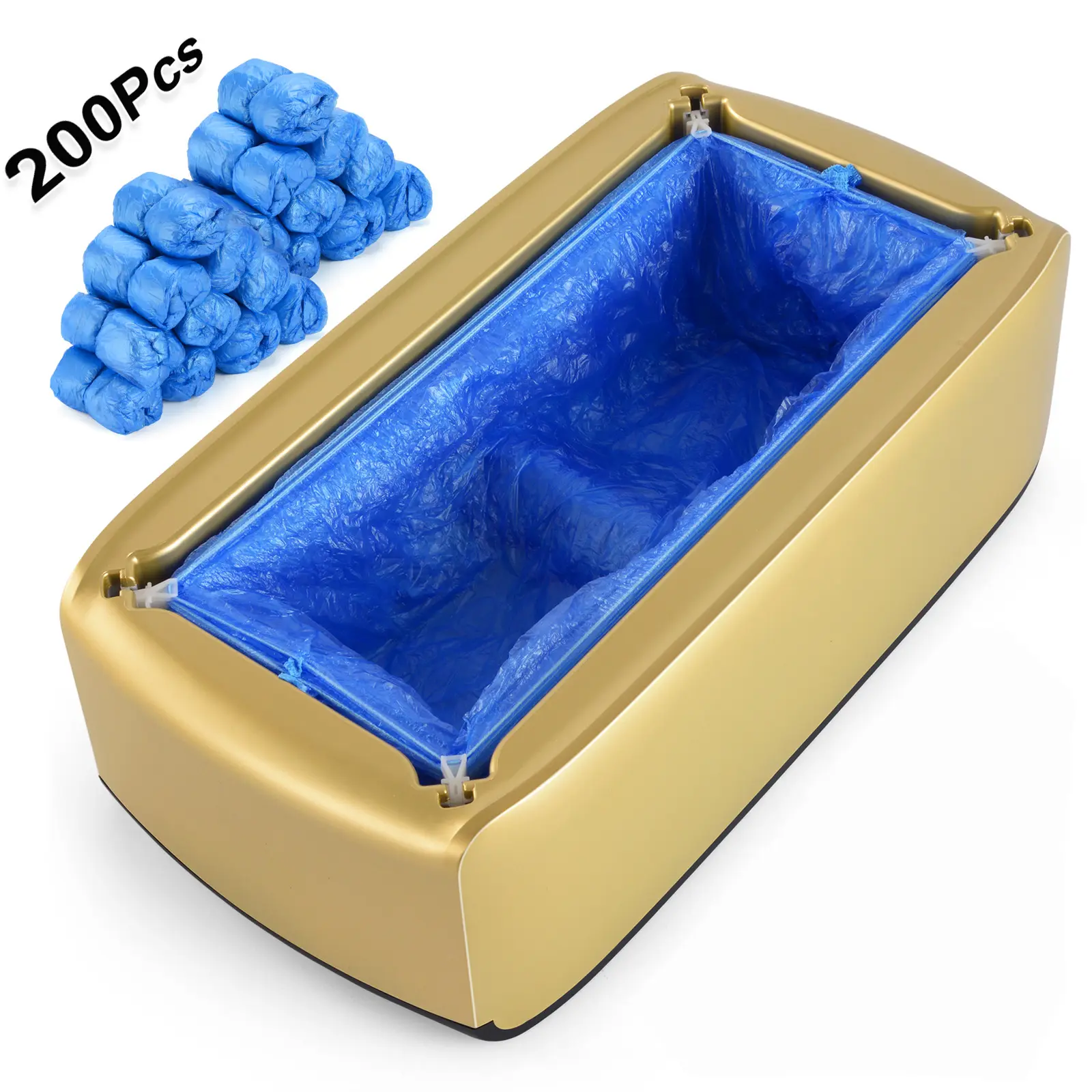 LYSHIYI Shoe Covers Machine Automatic Shoe Cover Dispenser with 200pcs Disposable Plastic Shoe Cover for Home, Office, Supermarket, Factory, Hospital (Gold)