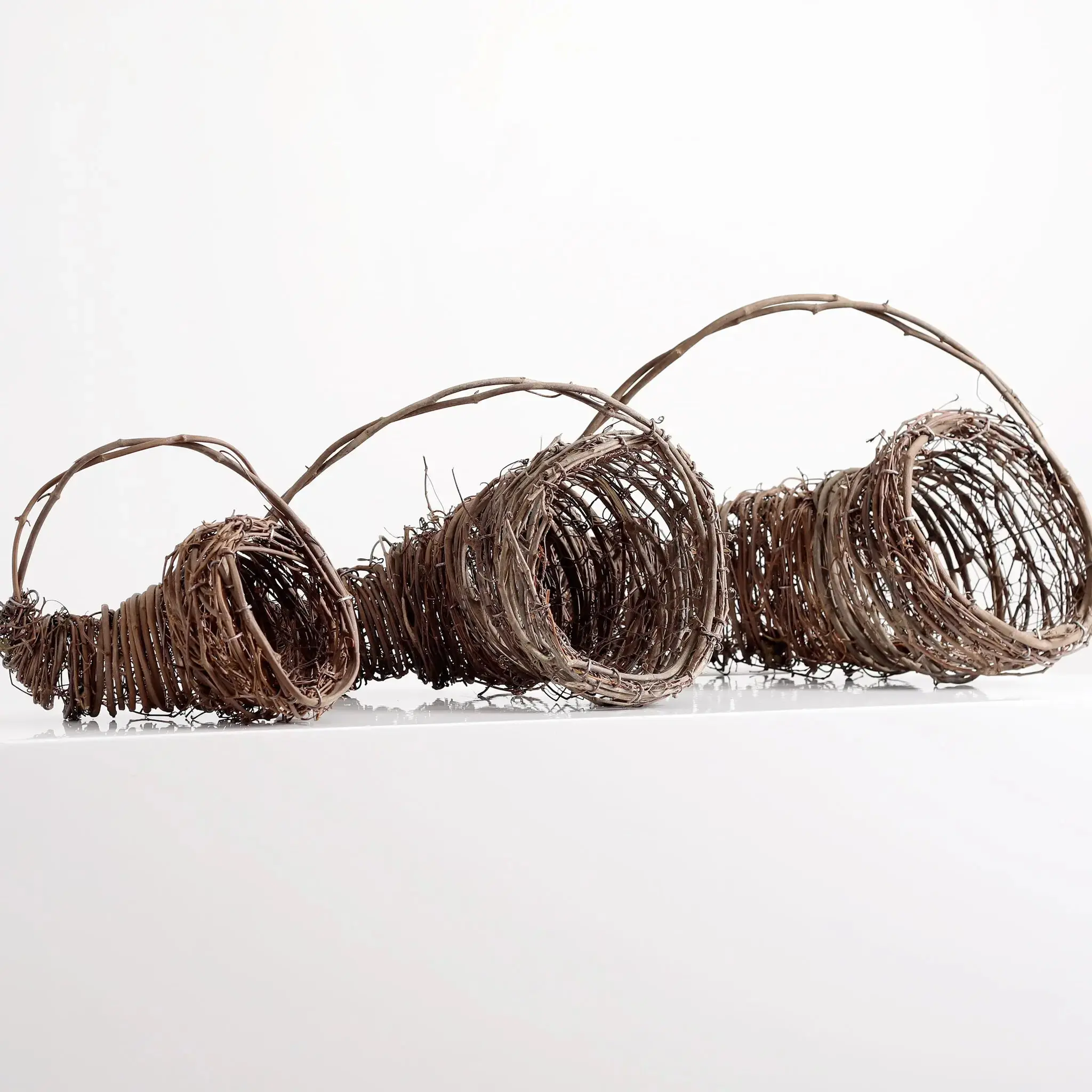 Handmade Ohio Crafted Natural Grapevine Cornucopia Basket with Handle - Multi-Size Home Organizer Storage Basket, Thanksgiving Fall Decor, Large Table Centerpiece (3 Size Options), Home Supplies, Small: 9"-12"
