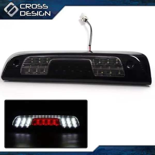 CROSSDESIGN Smoked LED 3rd Rear Brake Light Assembly - Plug-and-Play Truck Accessories with Stronger Rear Brake Signal, Reuses Sockets, Fits 2014-18 Chevy Silverado 1500, GMC Sierra 1500 & 2500 LED Lights for Truck