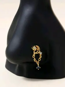 Women's Sexy Stainless Steel Chain Ring, Star Moon Design, All Season Jewelry, Perfect for Daily Wear, Fashion Accessory, Septum Pierced Ring