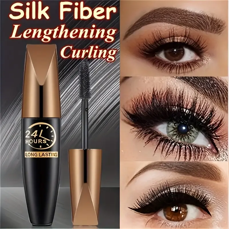 8D Fiber Enhanced Mascara Makeup Smudge Proof Long Lasting Waterproof Lash Extension Enhancer Formula New Volume Design Volume  Black Anti-caking Mascara Cosmetic