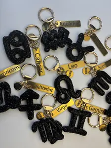 Zodiac Bedazzled Icon & Name Keychain/ Bag Charms