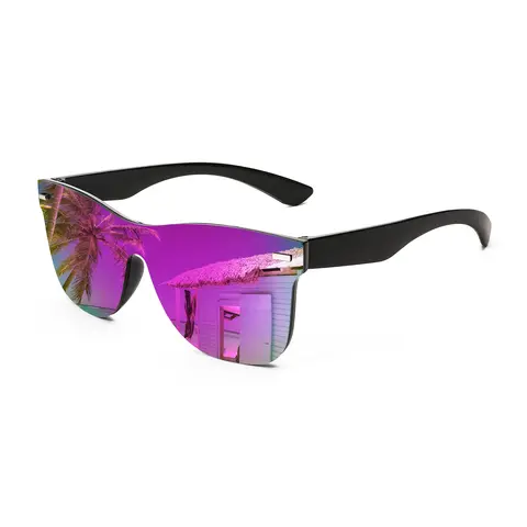 FEISEDY High-End Rimless 1-Piece Lens Reflective Sunglasses for Adults Female, 62mm Frame, 50mm Lens Height, 100% UV Shield, Pink Shades, Stylish Fashion Eyewear Accessories B4114, Accessories Adults Female,sohochic