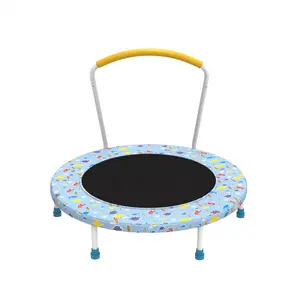 Kids Mini Indoor Trampoline with Safety Armrest, 150LBS Capacity, Anti-Slip Rubber Feet, Gap-Free Safety Webbing, Foldable Sturdy 6-Leg Design for Toddler Fitness Balance Play