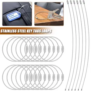 25 Pcs Steel Wire Keychains, 6 Inch Stainless Steel Cable Ring Metal Key Rings for Hanging Luggage Tags Keys ID Labels Keychain Set