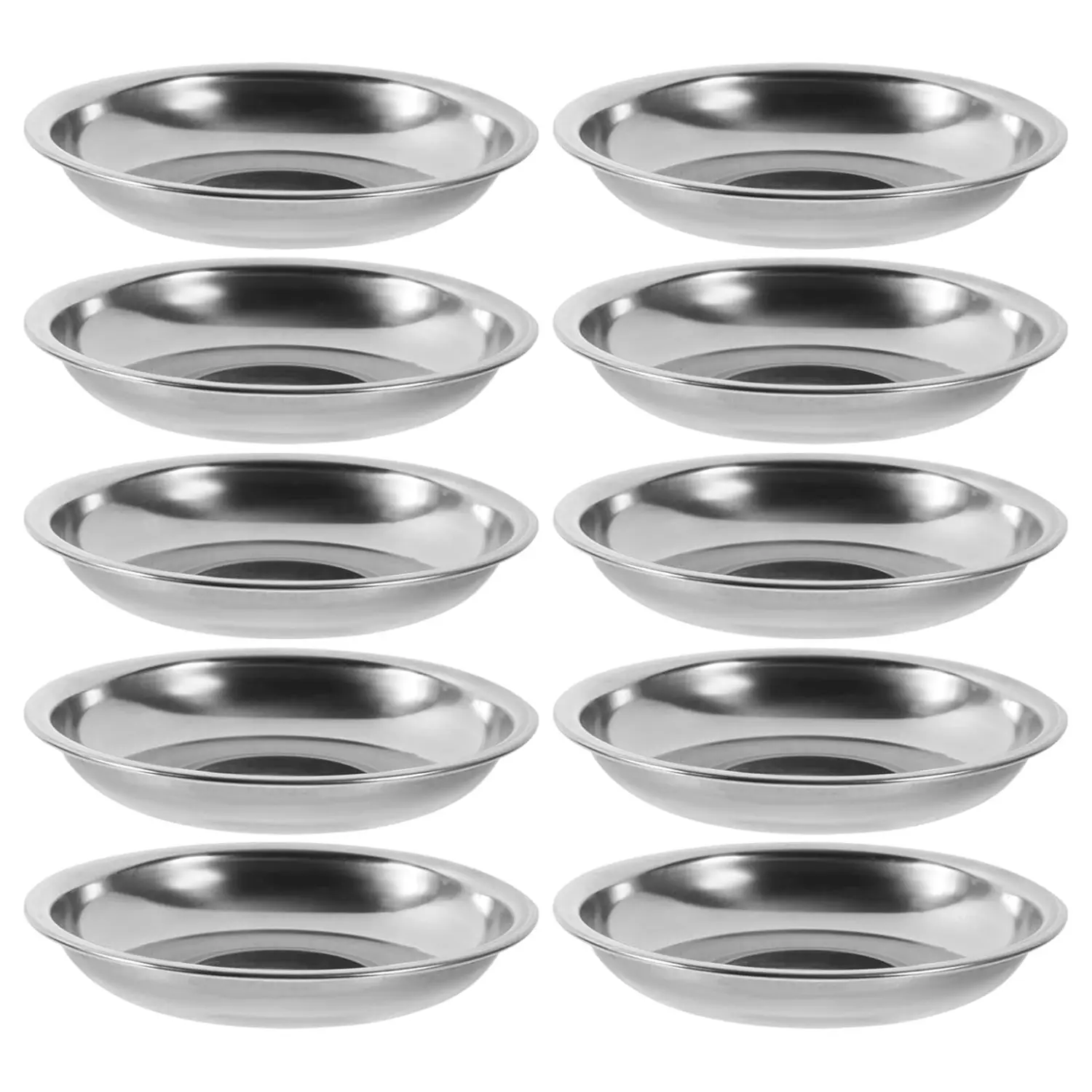 10 Piece Small Stainless Steel Appetizer Plates, Round Condiment Metal Dishes, Basic Cat Bowl 10 Cm, Perfect for Snacks and Parties, Camping Plate, Camping Kitchenware, Camping Cooking, Camping Gear, Camping Kitchen Supplies