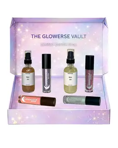 Connected Boutique The Glowverse Vault Beauty Set with Lip Gloss, Body Oil, Highlighter, and Lipstick - Limited Bundle Drop - Makeup