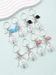 Cute Cartoon Acrylic Tooth Alloy Cup Keychain, Sweet Simple Dental Series Pendant, Gift for Dentist Friends and Family