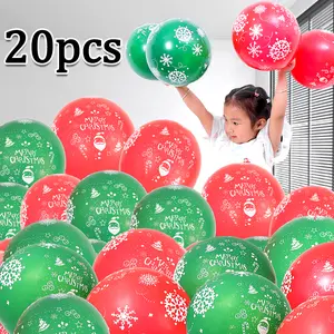 10/ 20Pcs Christmas Balloon Snowflake Santa Claus Latex Ballon 12 Inch Xmas Red Airballoon Decorations New Year Party Supplies Decorating Tool