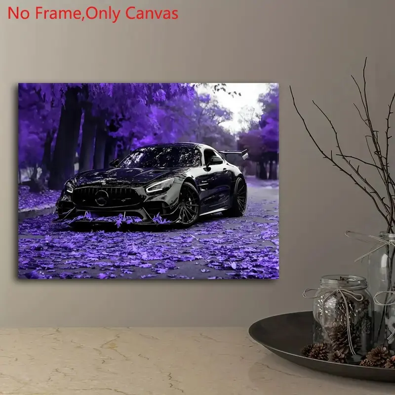 1 piece/set frameless canvas painting print poster, Decorative artwork, Classic Surrealism realistic vehicle art, Mercedes benz AMG GTR, perfect gift for super car lovers, ideal gift for bedroom, office, living room, wall decor