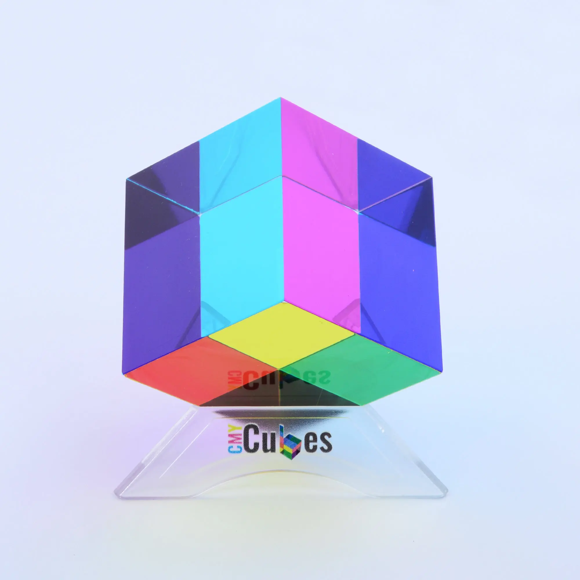 CMY Cubes Crystal Clear Display Stand - Cube Stand Pedestal for Displaying, Exploring & Showcasing Your Prism Cube Holder & Storage Stand Organiser