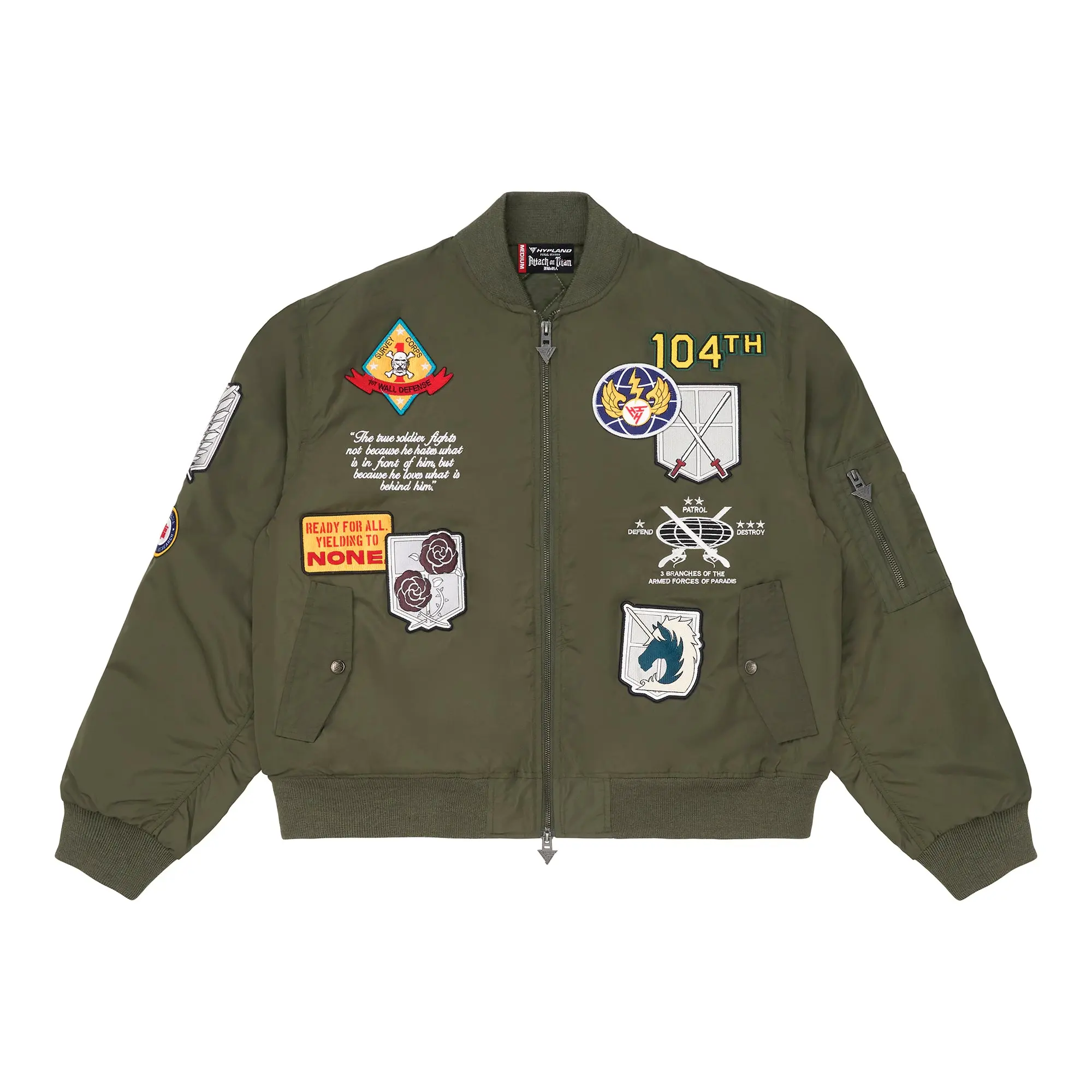 Men's Green Quilted Bomber Coat, Satin-Lined Anime Top with Embroidered Graphics, True to Size Menswear, Tops