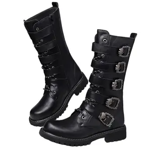 Autumn High Tube Long Boots Men's Trendy Riding Boots Retro Knight Boots Men's High Top Boots British Style Cowboy Boots Y555 black daily walk