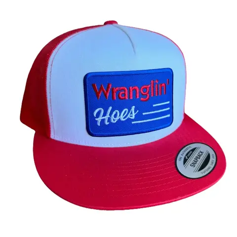 Wranglin’ Hoes Flat Bill Trucker Hat - multiple hat options to choose from