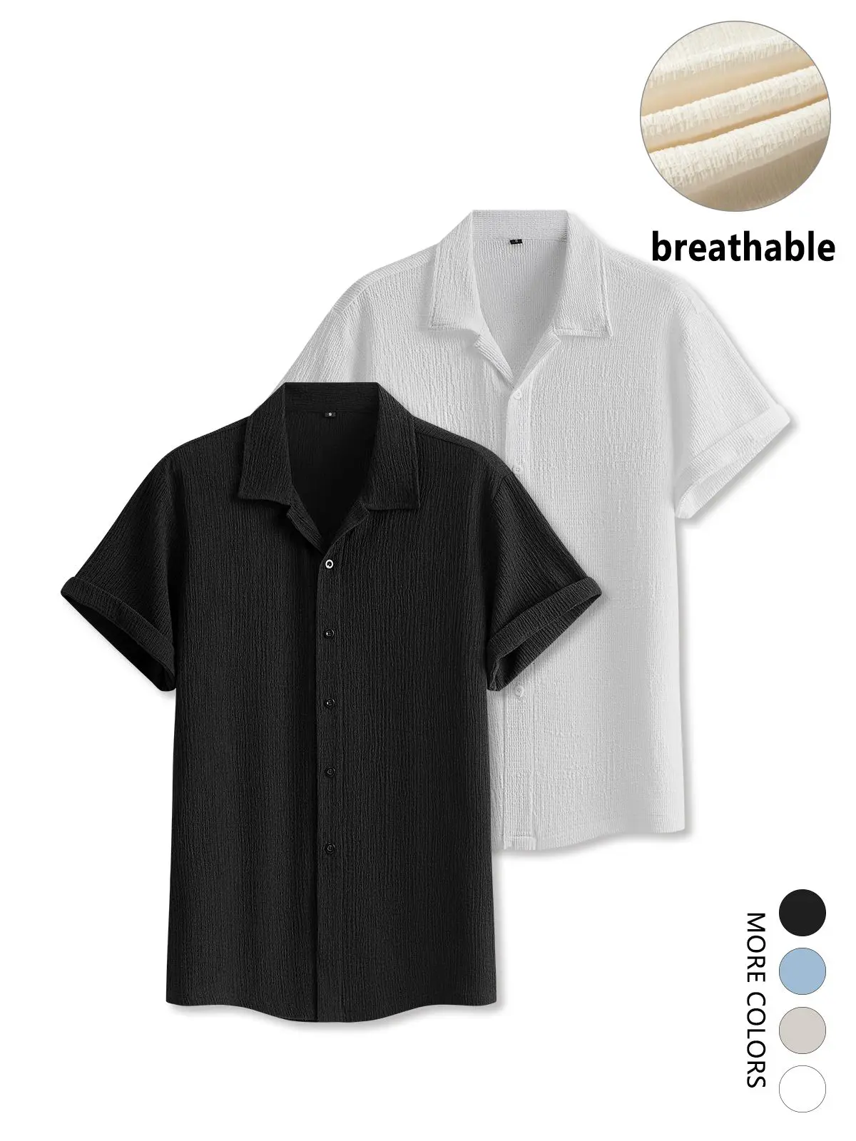Men's Shirt - Casual Business Short Sleeve, Slightly Stretchable, Wrinkle Resistant, Slim Fit, Stylish and Comfortable