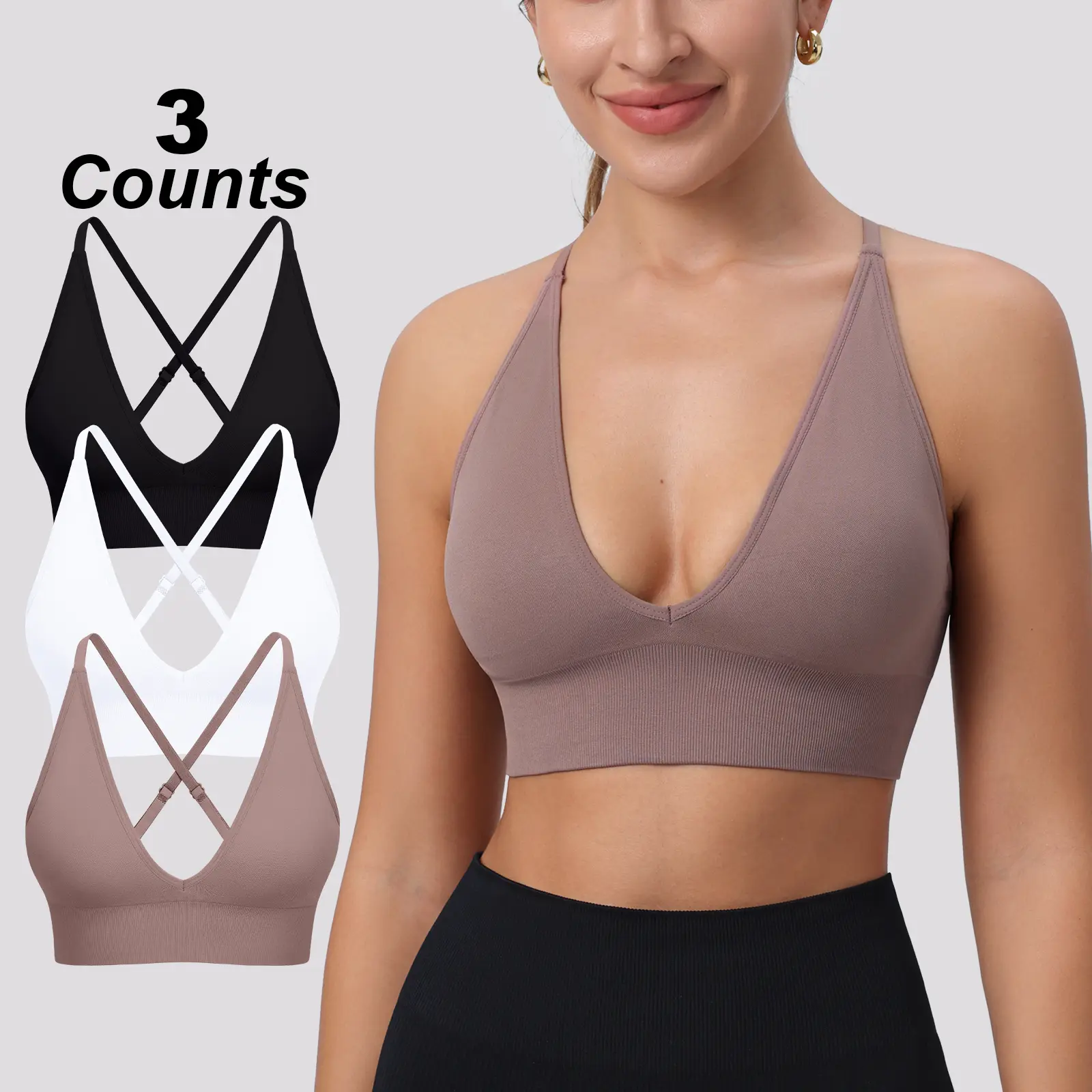 ZORWEA Women's Criss Cross Backless Padded Sports Bras Adjustable Deep V Neck Wireless Spaghetti Strap Low Support Sexy Everyday Bras for Summer Activewear Pickleball Tennis Gym Running Workout Yoga,back to school,back to school haul