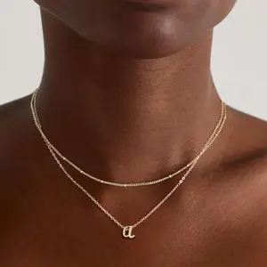 Pancert 2pcs Layered Initial Necklaces for Women Dainty 14K Golden Adjustable A-Z Letter Pendant Personalized Jewelry Anniversary Gifts for Her Statement Necklace Statementnecklace, Chains Necklace, Gold Jewelry,summerwins