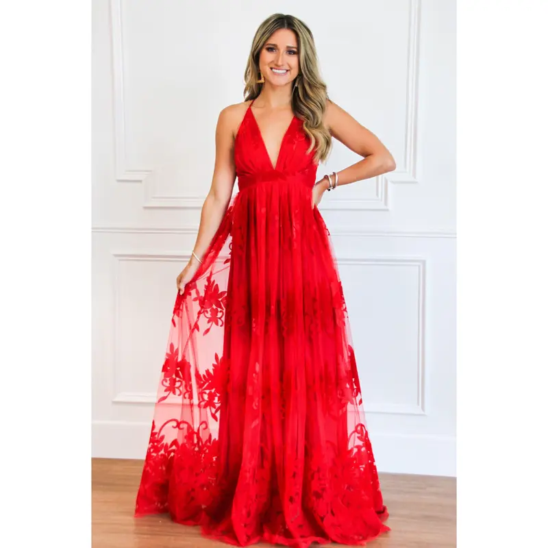 red maxi dress casual Plus size sleeveless red dress