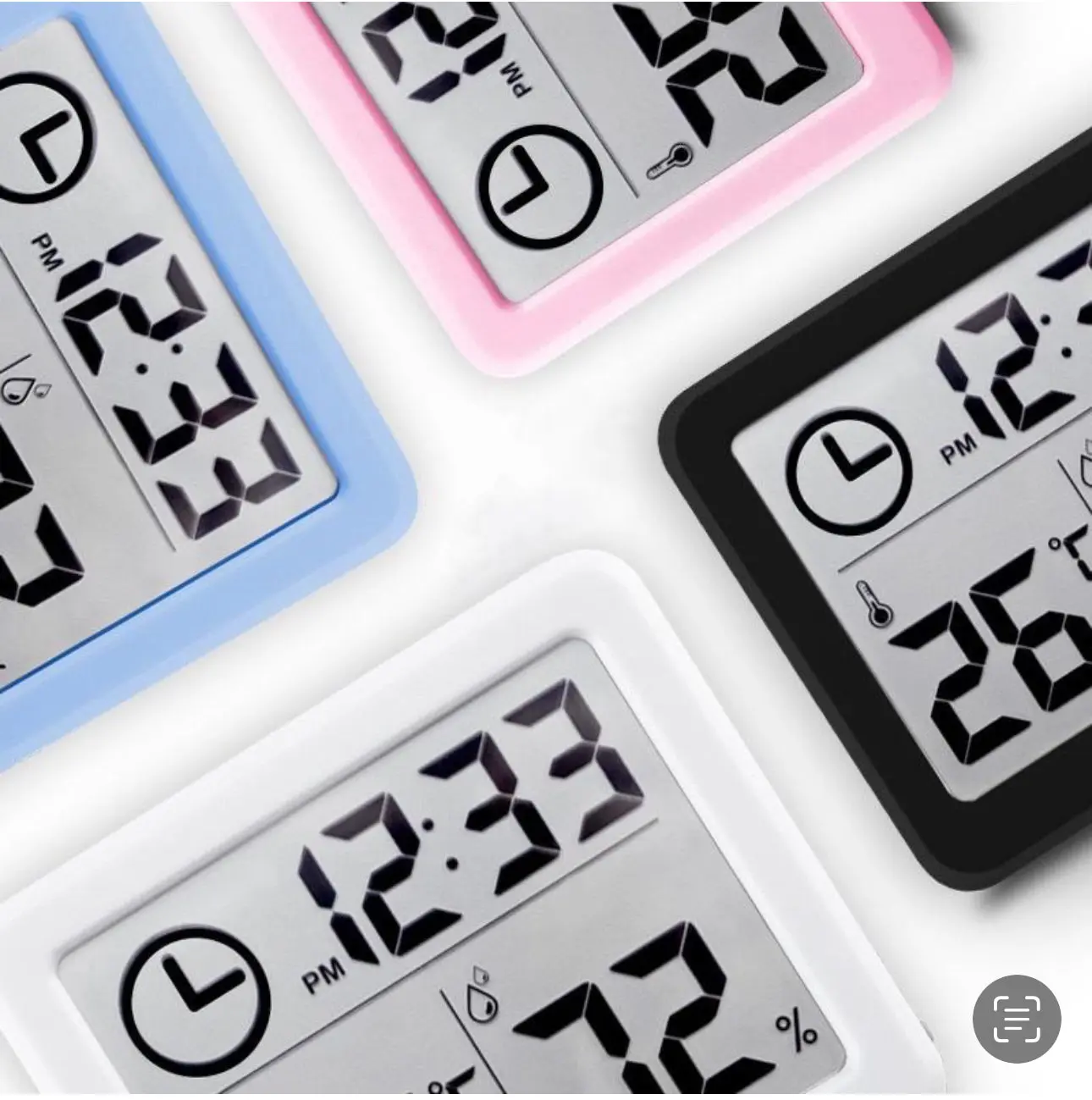 Compact Dual-Function LCD Thermometer - Clock + Sensor Temp/Humidity Monitor for Beauty & Personal Care Routines