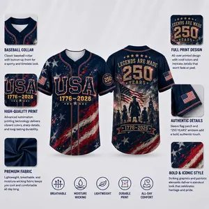 America 250 Years Legends Are Made Baseball Jersey | Vintage Patriotic USA Independence Day Button Down Shirt