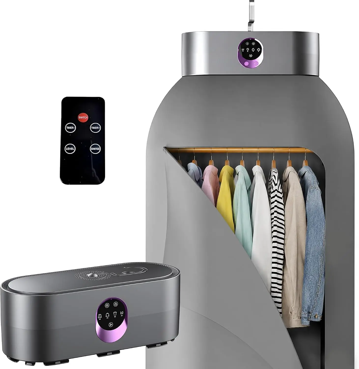 Portable Clothes Dryer for Upto 12 Clothes with Remote Control Compact Form | Compact Dryer for Clothes Apartment, RV, Travel Built-in LED UV, Adjustable 8-Hour Timer with Fast-Drying Stress-Free Setup