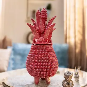 Mexican pottery, Pineapple decor, Mexican decoration, Pineapple sculpture, Glazed clay pineapple, Pottery from Michoacan