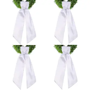 6 Pack Wreath Sash for Front Door, Blank White Sash for Monogram Embroidery, Front Door Porch Decor, Wreath Accessories, 5'' W x 54'' L (6)