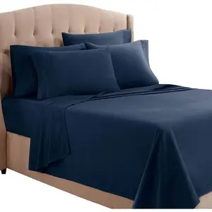 Cal King Sheets, 6 - Sheets for Cal King Size Bed, Super Sheets  Pillowcases, Cal King Size Sheets, Navy Blue