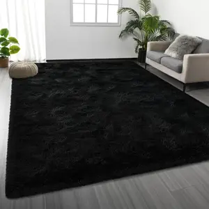 Ultra Soft Silk Wool Solid Color Flocking Carpet, Long Hair Rug for Living Room Coffee Table Bedroom Window Seat Home Bedside Mat Floor Pad, Home Decor Rug