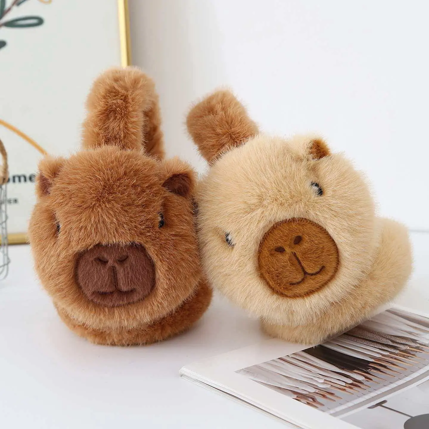 Plush Ear Warmer Winter Cartoon Foldable Cute Water Rat Anti-Freeze Earmuffs, Ear Snood, Soft Fleece Warmth Accessory for Cold Weather