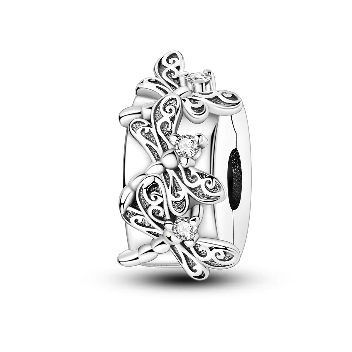 MULA Vintage Dragonfly Clip Charm for Pandora Bracelets - S925 Silver-Plated with Cubic Zirconia, Silicone Clip-on Stopper with Silicon Liner, Women's Charms & Pendants for Daily Wear All Seasons, Personalized Jewelry