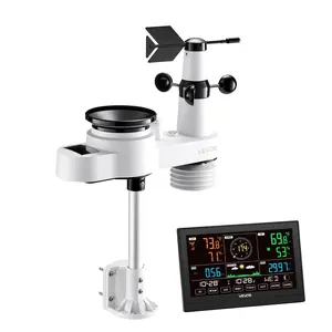 VEVOR 5-in-1 Wireless Weather Station 7.5 in Display Indoor Outdoor Thermometer Sensor