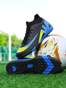 1 Pair Fluorescent Football Boots - Colorblock Trendy Design, Non-slip Grippy Sole, For Football Games & Street Style, Comfortable Cushioning