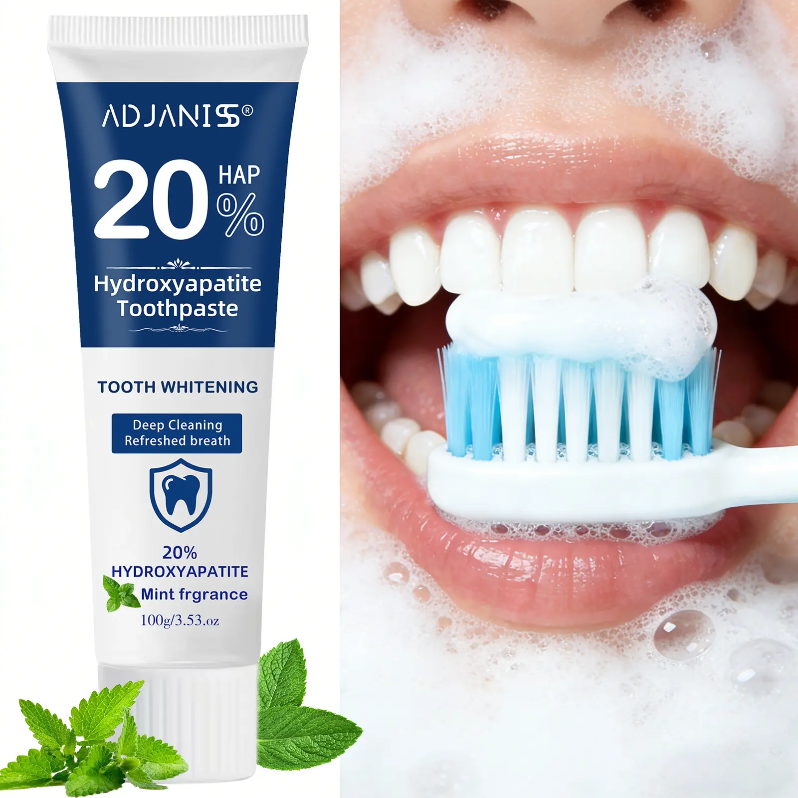 Hydroxyapatite Toothpaste (fluoride-Free), Contains Xylitol, Fresh Breath, Reduces Odors, 100ML, Oral Care Balm, Non-Toxic