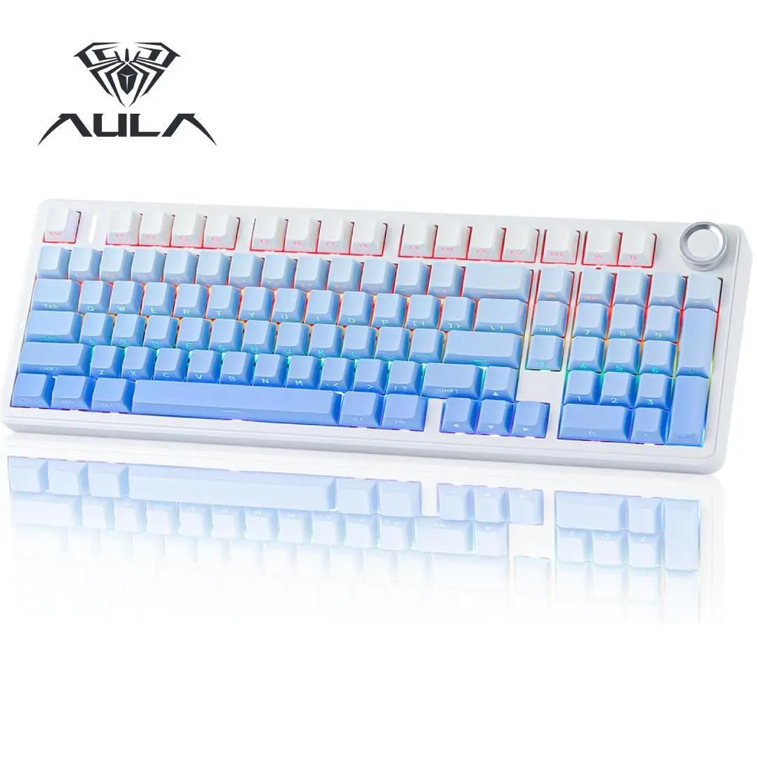 Aula F99 PRO Wireless Gaming Keyboard with 8000mAh Battery, Hot Swappable Creamy Keyboard, 2.4GHz/Type-C/BT5.0 ( Blue Gradient-Nimbus switch V3)
