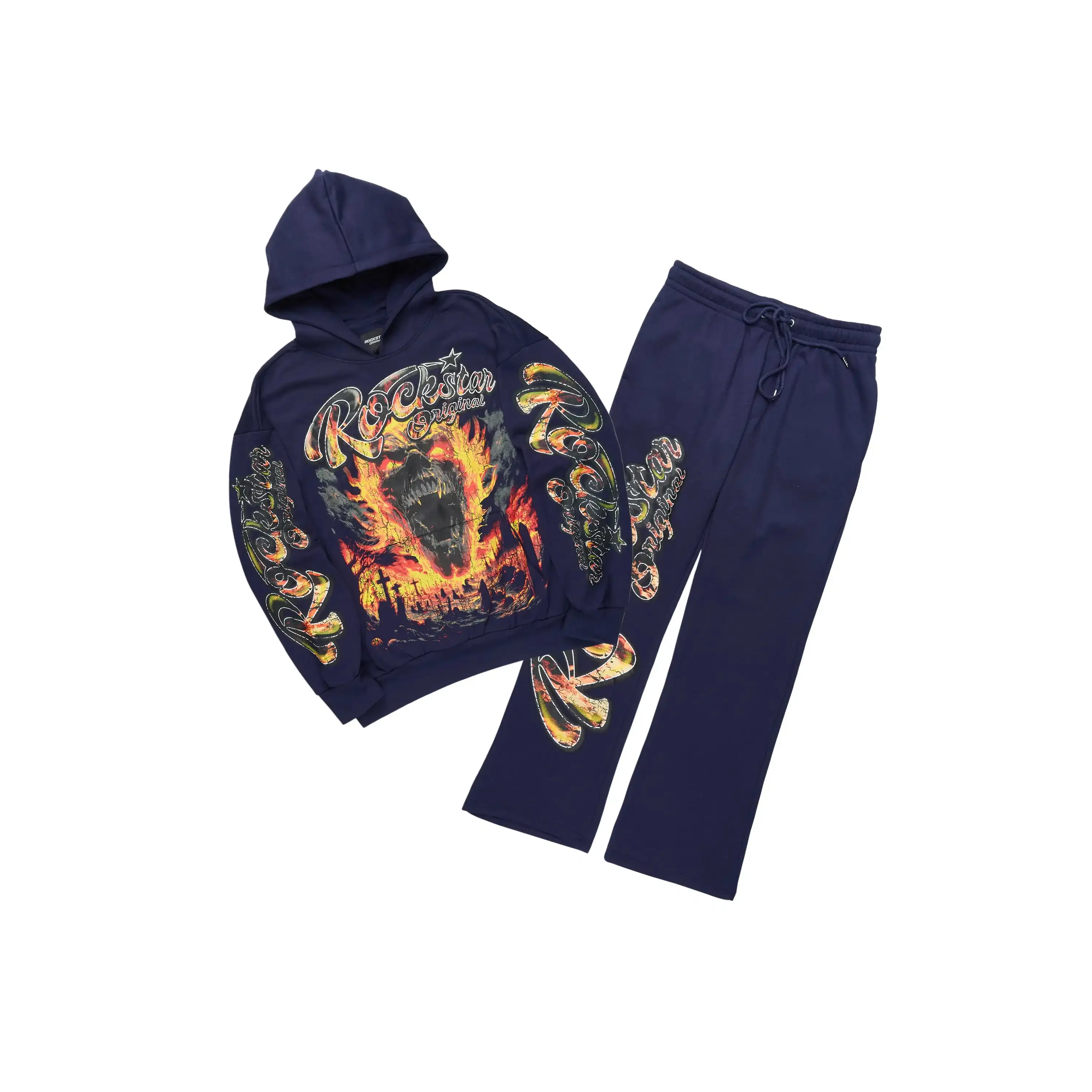 Flamer Navy Hoodie/Baggy Pant Track Set Flamer Navy Hoodie/Baggy Pant Track Set