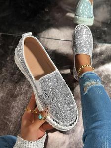 women's fashionable glitter rhinestone decorated slip on loafers, casual comfortable low top shoes for daily wear, lightweight breathable shoes for women & girls, walking shoes, footwear