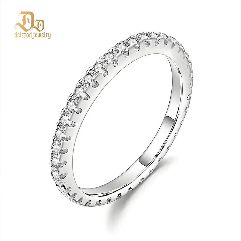 Delzzad S925 Eternity Ring Band Lab-Created Moissanite Wedding Ring Moissanite Jewelry Perfect Christmas Gift