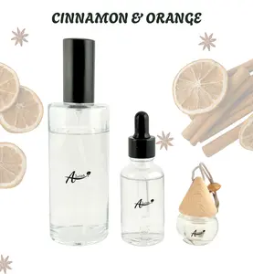 Cinnamon & Orange - Core Bundle Aromatherapy with Home Spray, Water Soluble Essence, & Car Air Freshener for Calm & Clarity