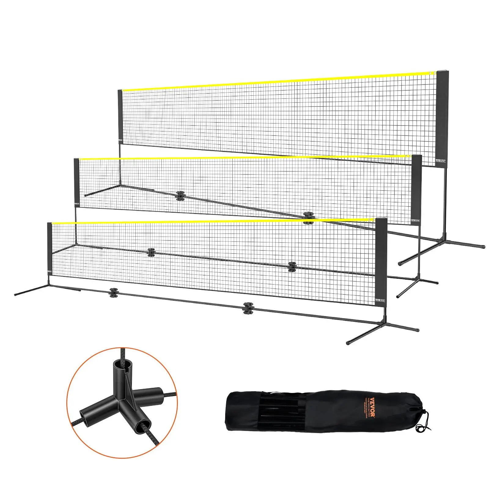 【SummerFinds】VEVOR Badminton Net,  Height Adjustable Volleyball Net, 17ft Wide Foldable Pickleball Net, Portable Easy Setup Tennis Net Set with Poles, Stand and Carry Bag, for Kids Backyard Game Indoor Outdoor Use