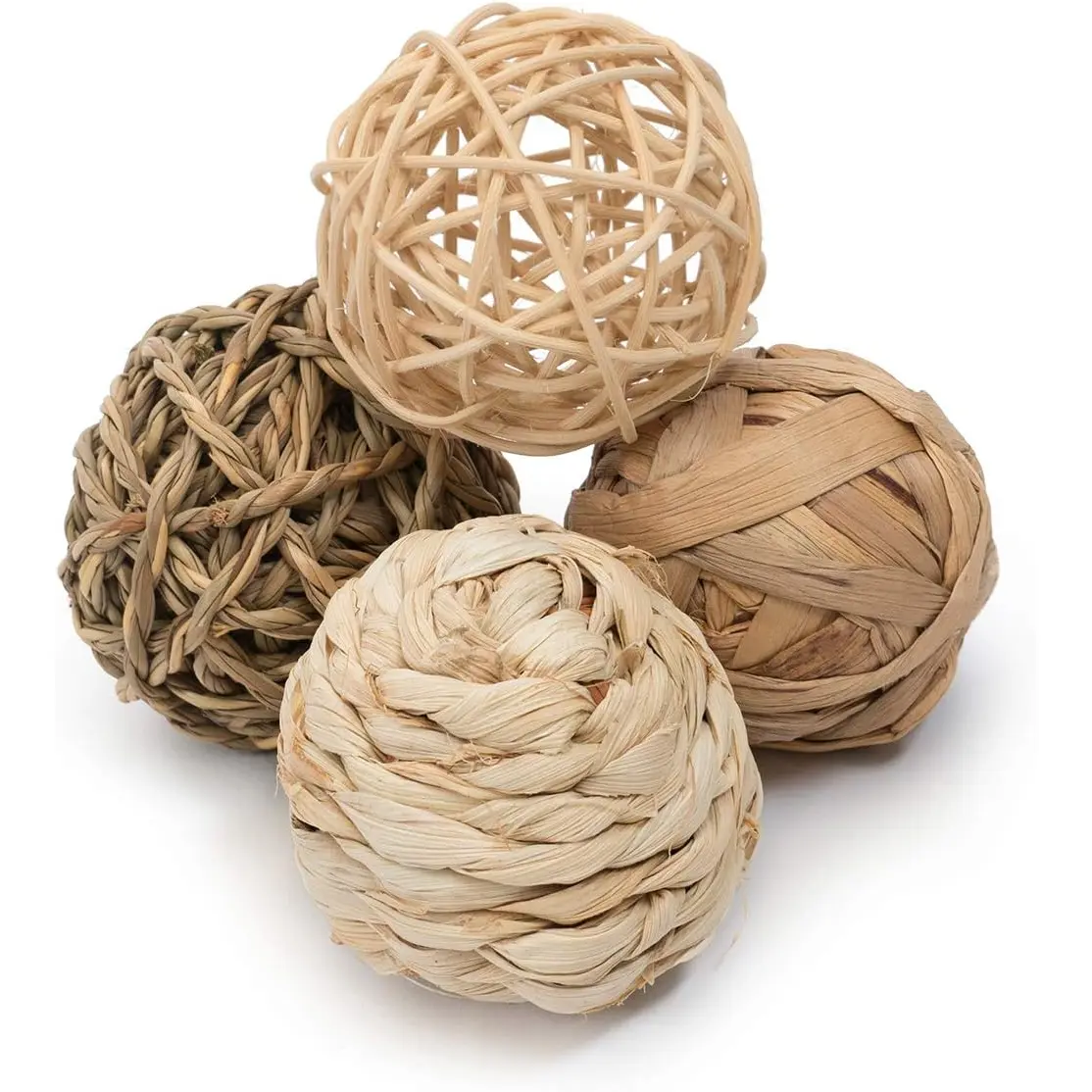 Niteangel Natural Chew Activity Toys Fun Safe Hay Grass Pet Balls for Chinchilla Guinea Pig Rats Rabbits Hamster Gerbil Degu Bunny and Other Small Animals