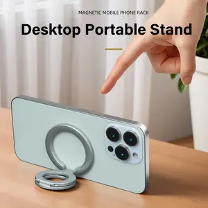 Dual-Sided Strong Magnetic Phone Stand, Magsafe Compatible, 360 Degree Rotation, Foldable Durable Ring Holder, Fits iPhone Xiaomi Samsung, Phone Grip Holder, Magnetic Smartphone Holder, Rotating Phone Stand