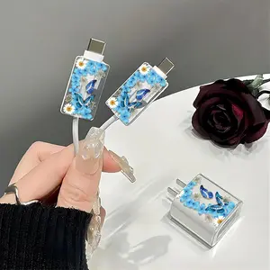 Butterfly Pattern Charger & Data Cable Protective Case, Charger & Data Cable Protector, Phone Accessories Compatible with iPhone 18W/20W Charger